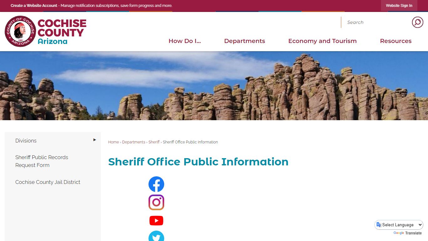 Sheriff Office Public Information | Cochise County, AZ - Arizona