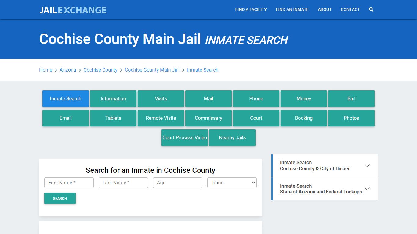 Cochise County Main Jail, AZ Inmate Search: Roster & Mugshots