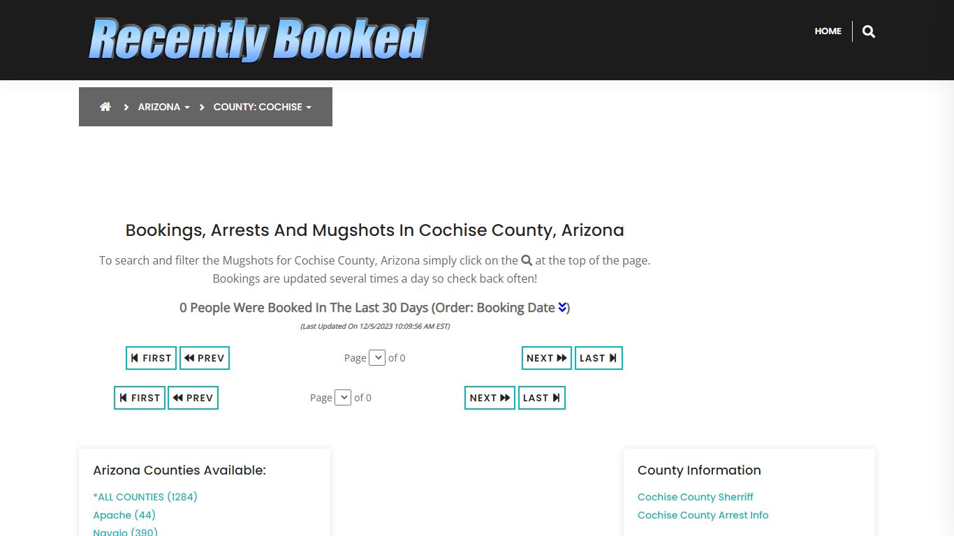 Bookings, Arrests and Mugshots in Cochise County, Arizona - Recently Booked